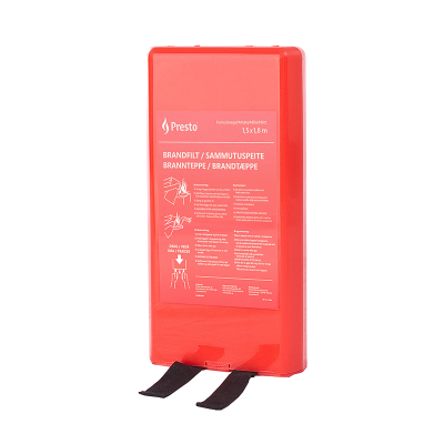 Fire blanket Presto 150 x 180 cm, 4 languages, hard case